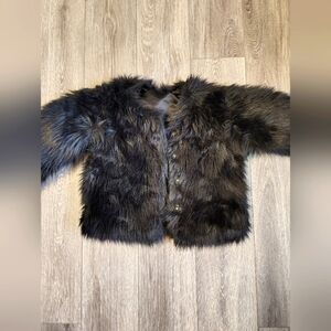 Kids Faux Fur Jacket - Black